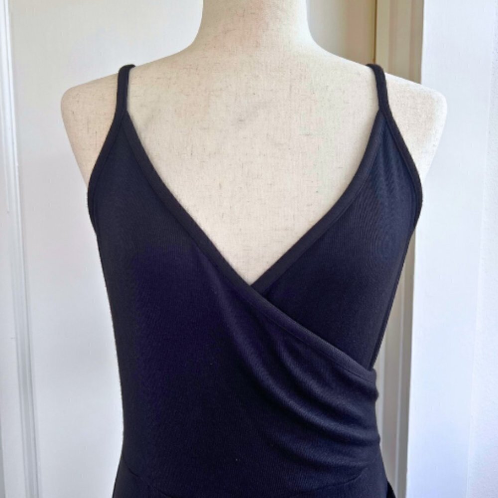 GOLDRAY Black Knit Asymmetrical Surplice Dress Size M - Picture 3 of 8